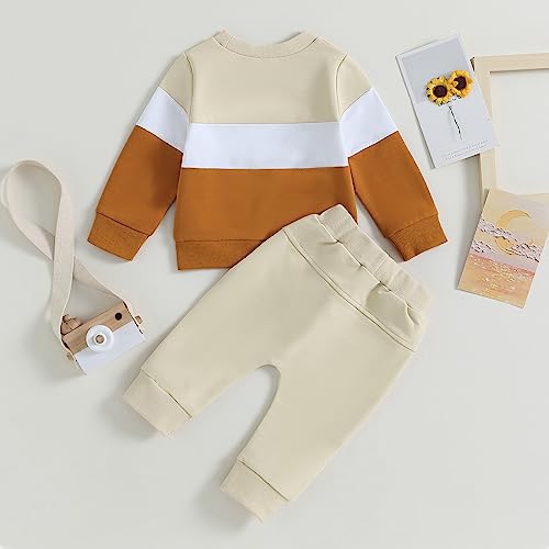 Kupretty Conjunto de sudadera de manga larga con bloques de color y pantalones deportivos para bebé niño