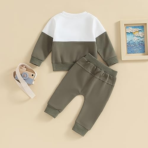 Kupretty Conjunto de sudadera de manga larga con bloques de color y pantalones deportivos para bebé niño