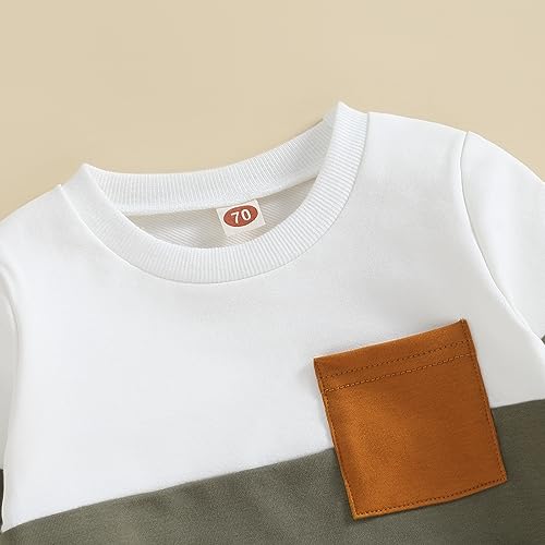 Kupretty Conjunto de sudadera de manga larga con bloques de color y pantalones deportivos para bebé niño