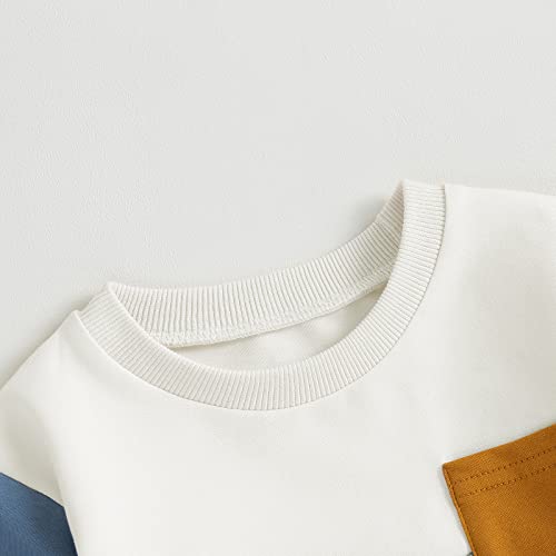 Kupretty Conjunto de sudadera de manga larga con bloques de color y pantalones deportivos para bebé niño