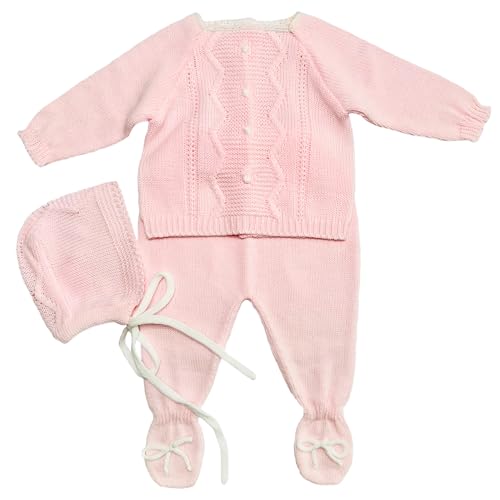 Conjunto de ropa de punto para bebé recién nacido, conjunto de punto para bebé que regresa a casa para niños y niñas