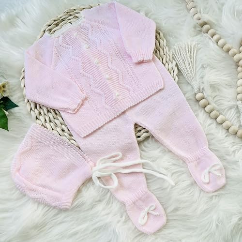 Conjunto de ropa de punto para bebé recién nacido, conjunto de punto para bebé que regresa a casa para niños y niñas