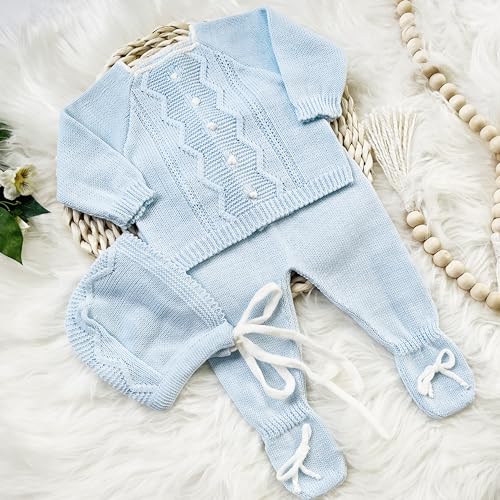 Conjunto de ropa de punto para bebé recién nacido, conjunto de punto para bebé que regresa a casa para niños y niñas