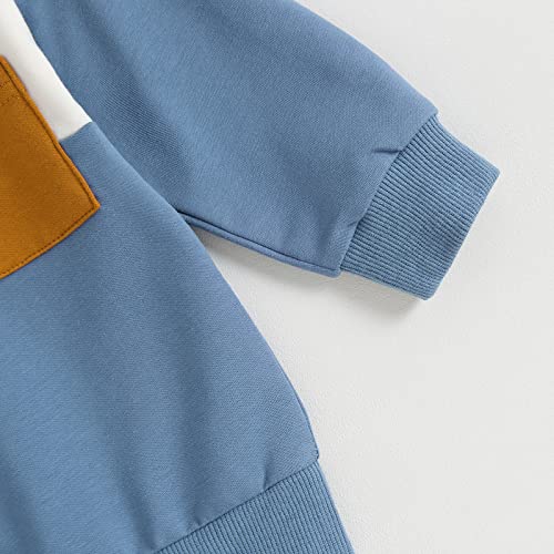 Kupretty Conjunto de sudadera de manga larga con bloques de color y pantalones deportivos para bebé niño