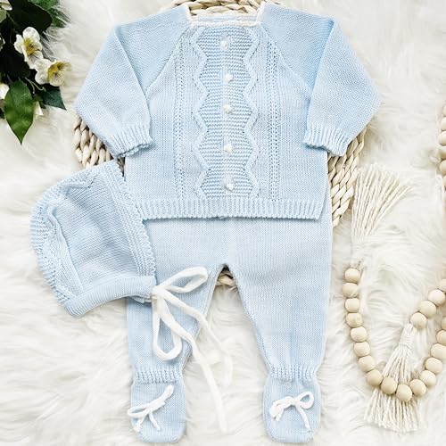 Conjunto de ropa de punto para bebé recién nacido, conjunto de punto para bebé que regresa a casa para niños y niñas