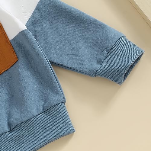 Kupretty Conjunto de sudadera de manga larga con bloques de color y pantalones deportivos para bebé niño