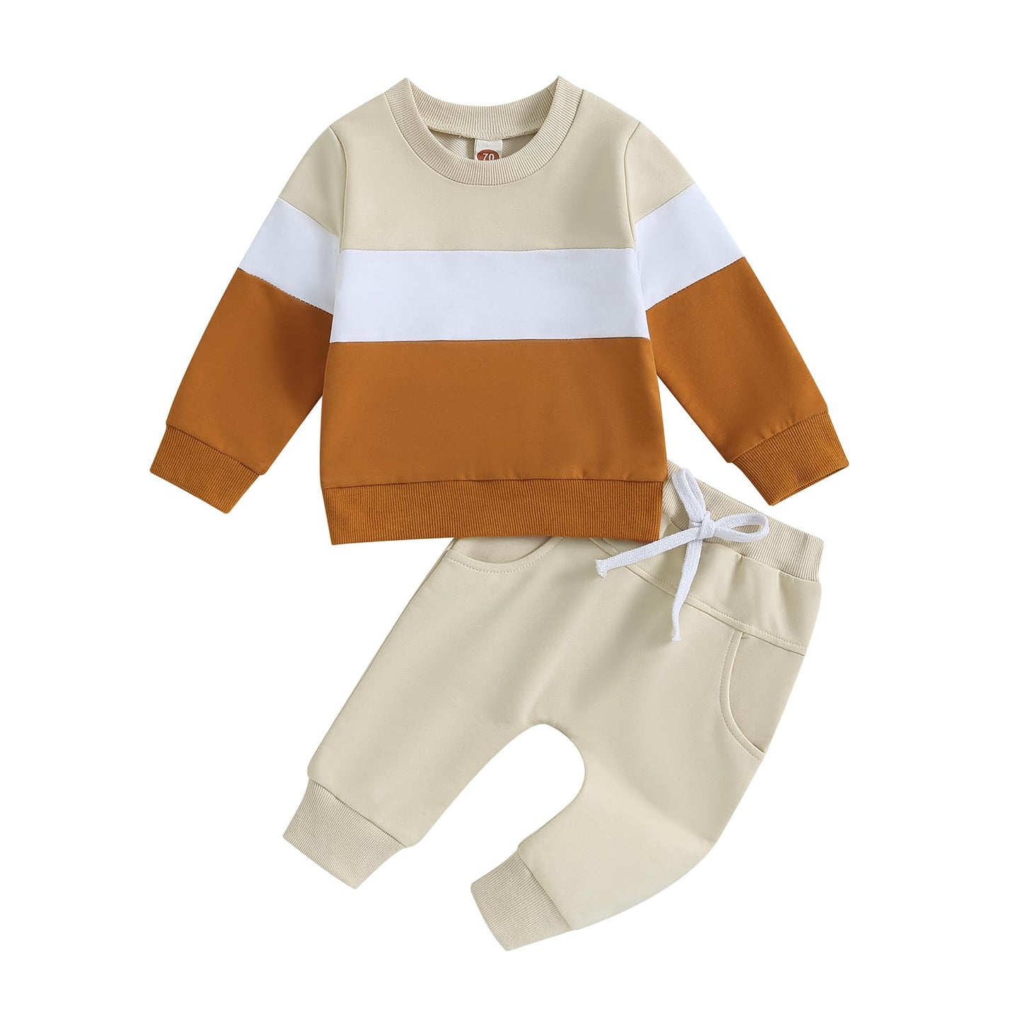 Kupretty Conjunto de sudadera de manga larga con bloques de color y pantalones deportivos para bebé niño