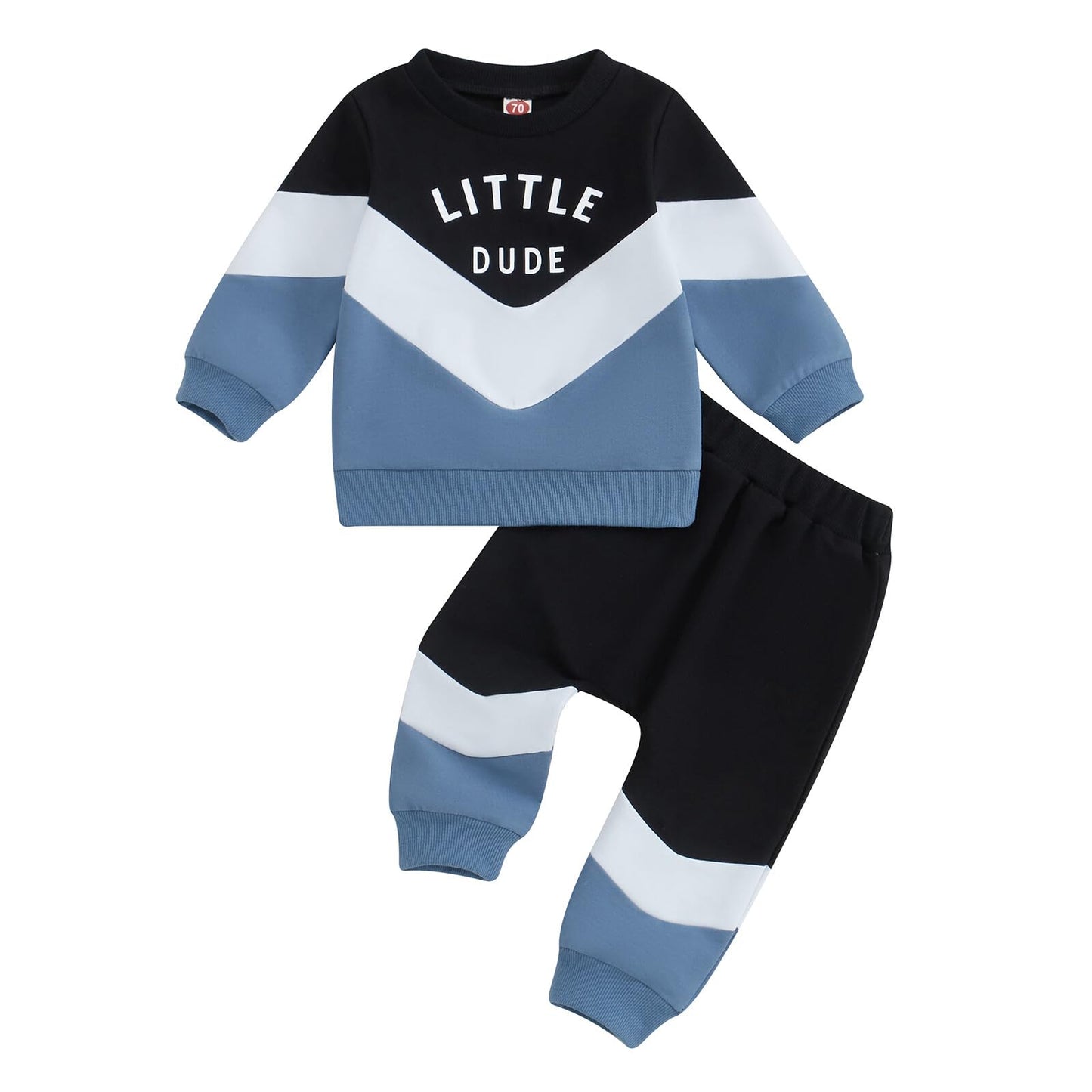 Kupretty Conjunto de sudadera de manga larga con bloques de color y pantalones deportivos para bebé niño