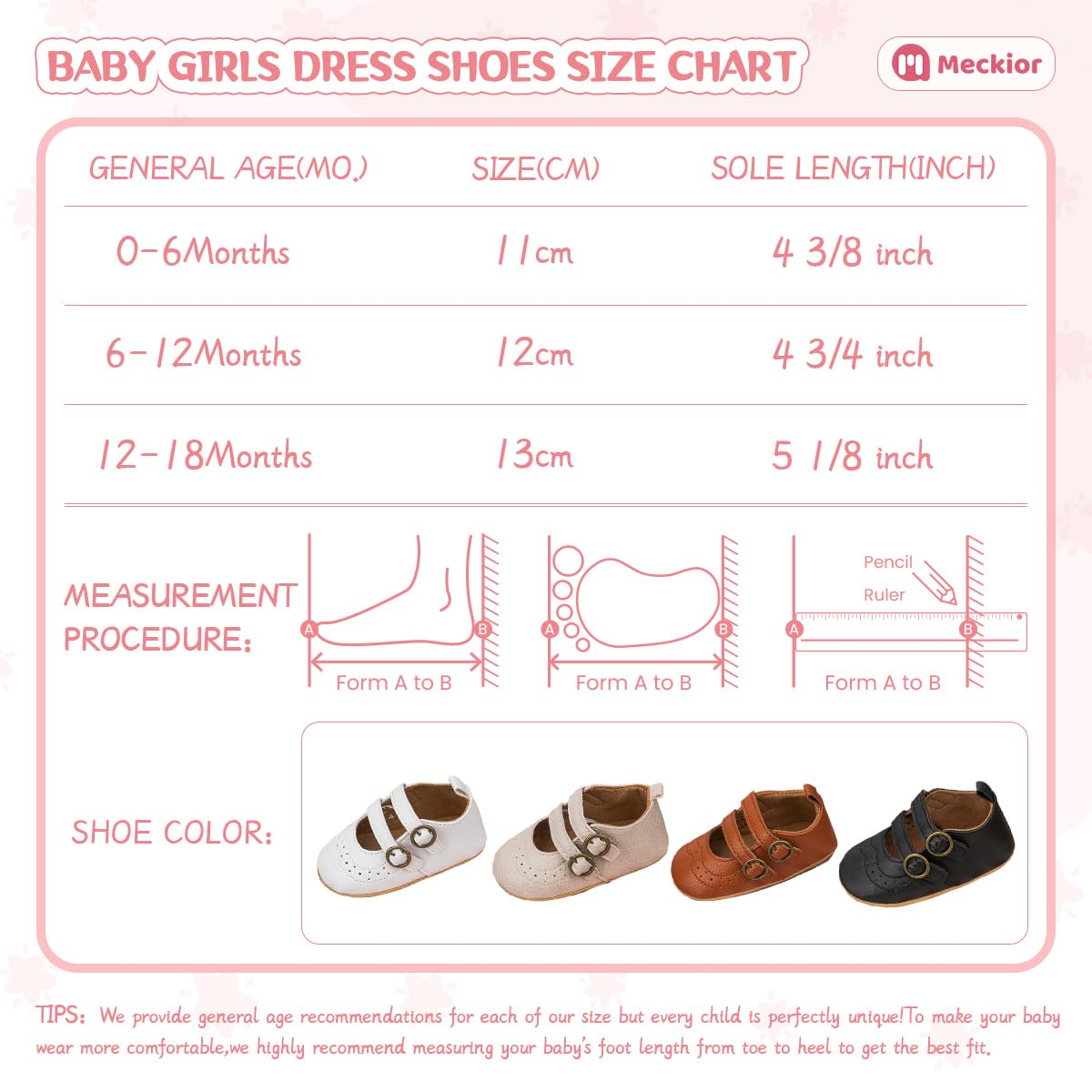 Meckior Zapatos deportivos para bebé y niñas, suela suave, con lazo, princesa, vestido de boda, Mary Jane, planos, para recién nacidos, ligeros, para bebés