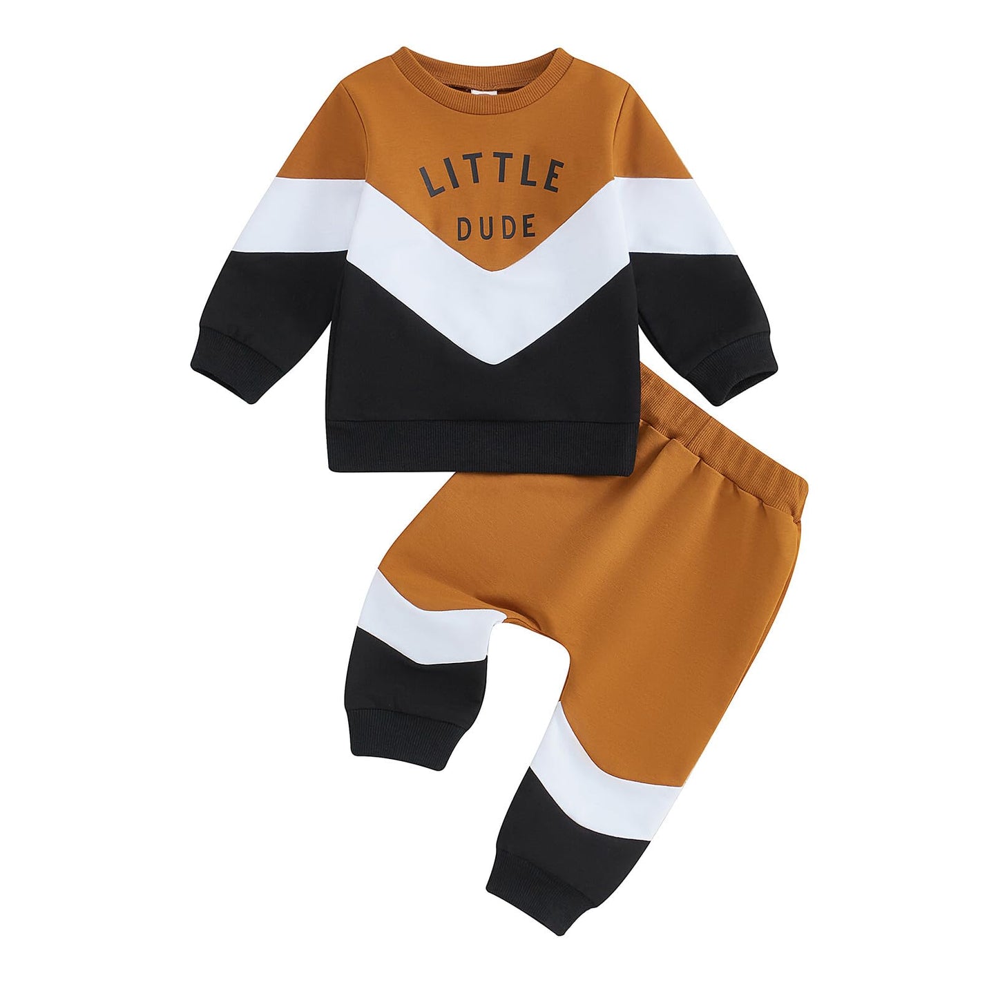 Kupretty Conjunto de sudadera de manga larga con bloques de color y pantalones deportivos para bebé niño