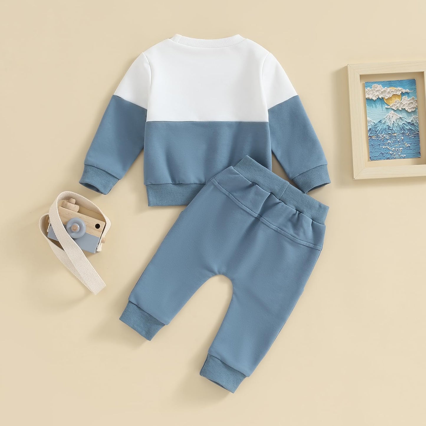 Kupretty Conjunto de sudadera de manga larga con bloques de color y pantalones deportivos para bebé niño