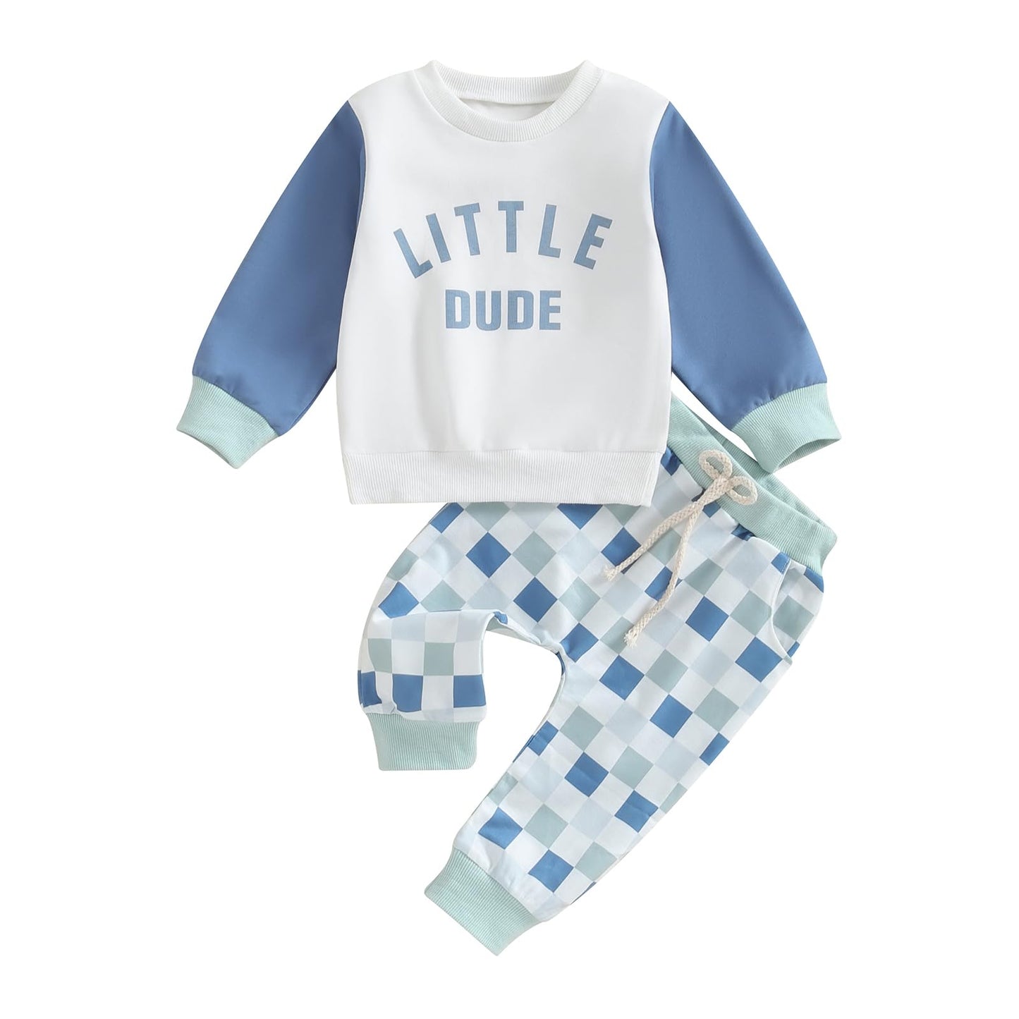 Kupretty Conjunto de sudadera de manga larga con bloques de color y pantalones deportivos para bebé niño
