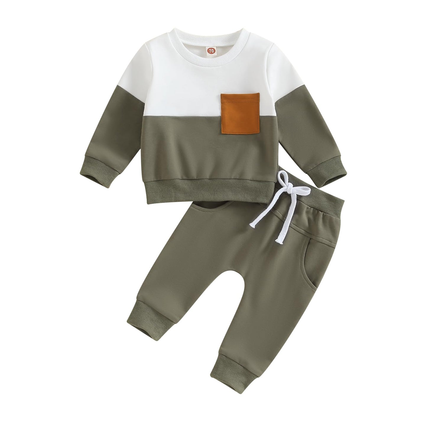 Kupretty Conjunto de sudadera de manga larga con bloques de color y pantalones deportivos para bebé niño