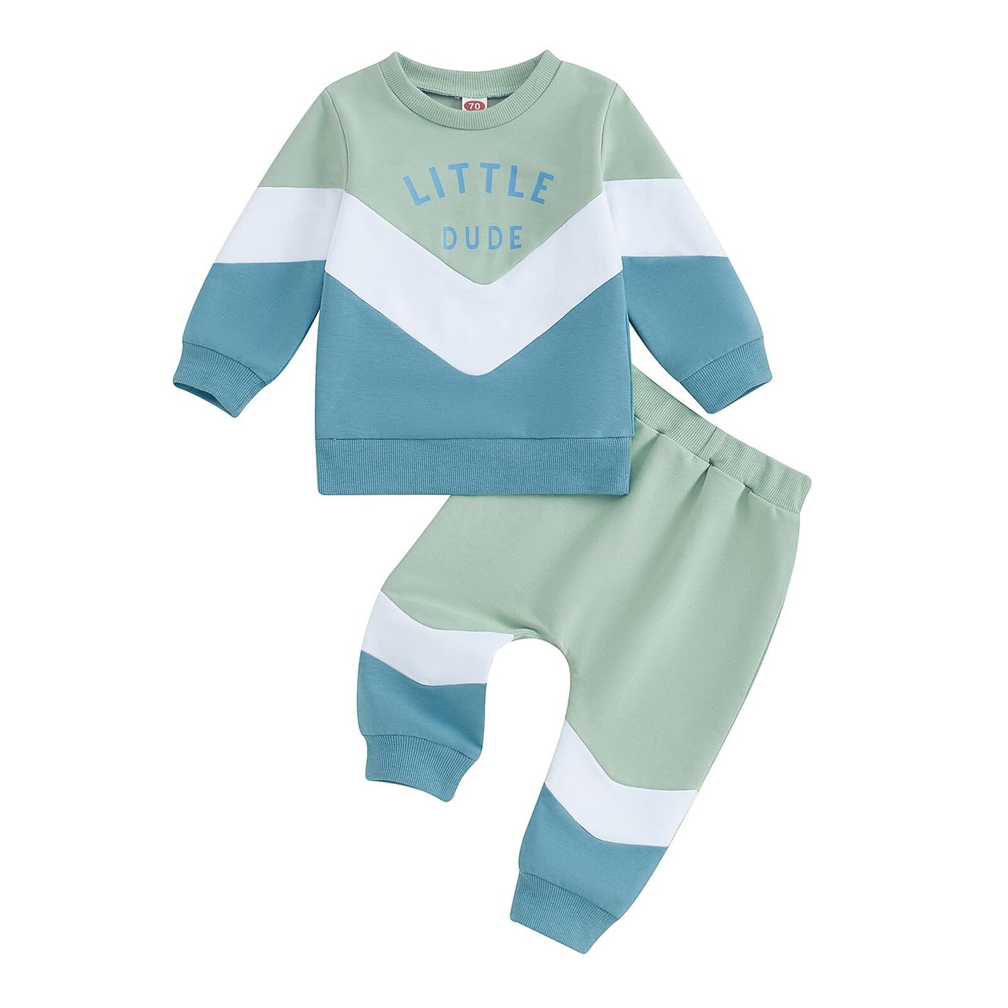 Kupretty Conjunto de sudadera de manga larga con bloques de color y pantalones deportivos para bebé niño