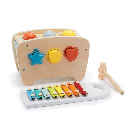 Amazon Basics Banco musical con xilófono y clasificador de formas, regalo para ne 18 meses. niño niña bebé, 11.6 x 5.2 x 6.3 pulgadas, multicolor