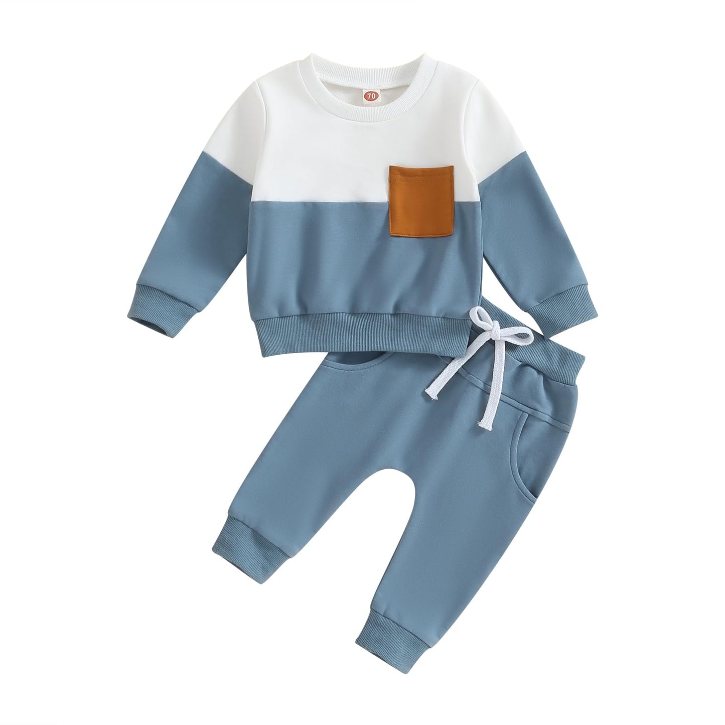 Kupretty Conjunto de sudadera de manga larga con bloques de color y pantalones deportivos para bebé niño