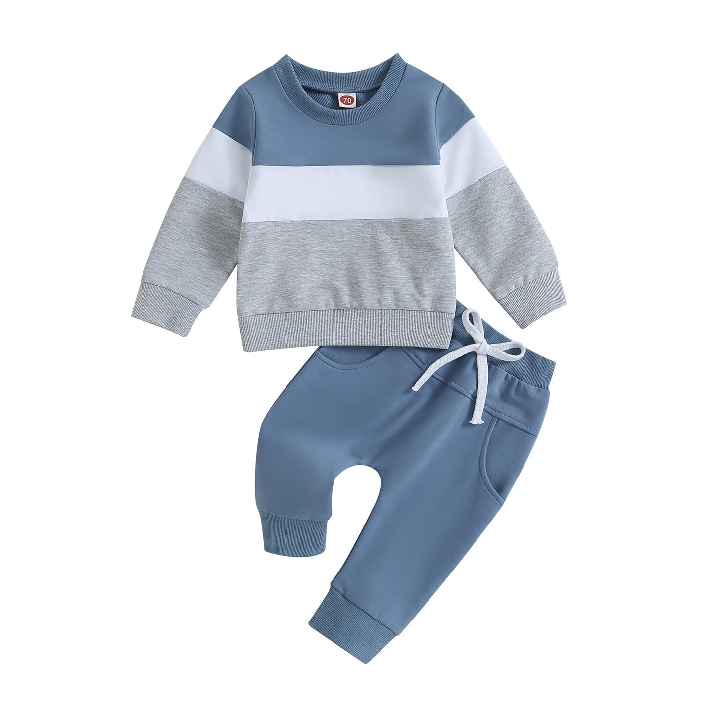 Kupretty Conjunto de sudadera de manga larga con bloques de color y pantalones deportivos para bebé niño
