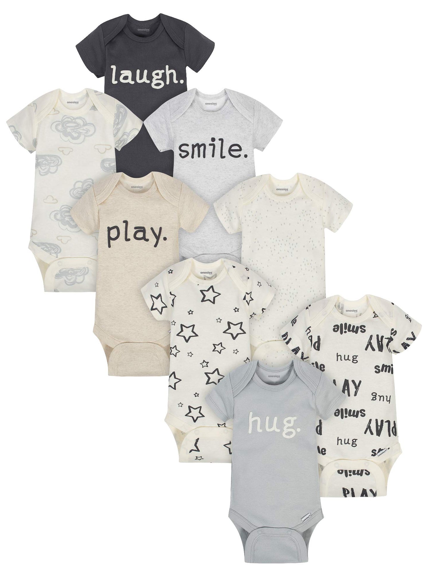Onesies Brand Paquete de 8 mamelucos unisex de manga corta para bebé