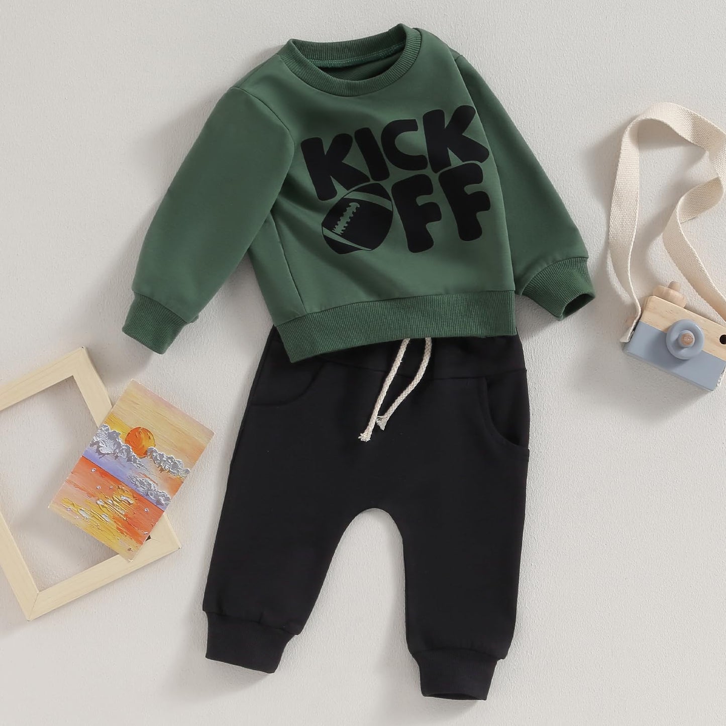Kupretty Conjunto de sudadera de manga larga con bloques de color y pantalones deportivos para bebé niño