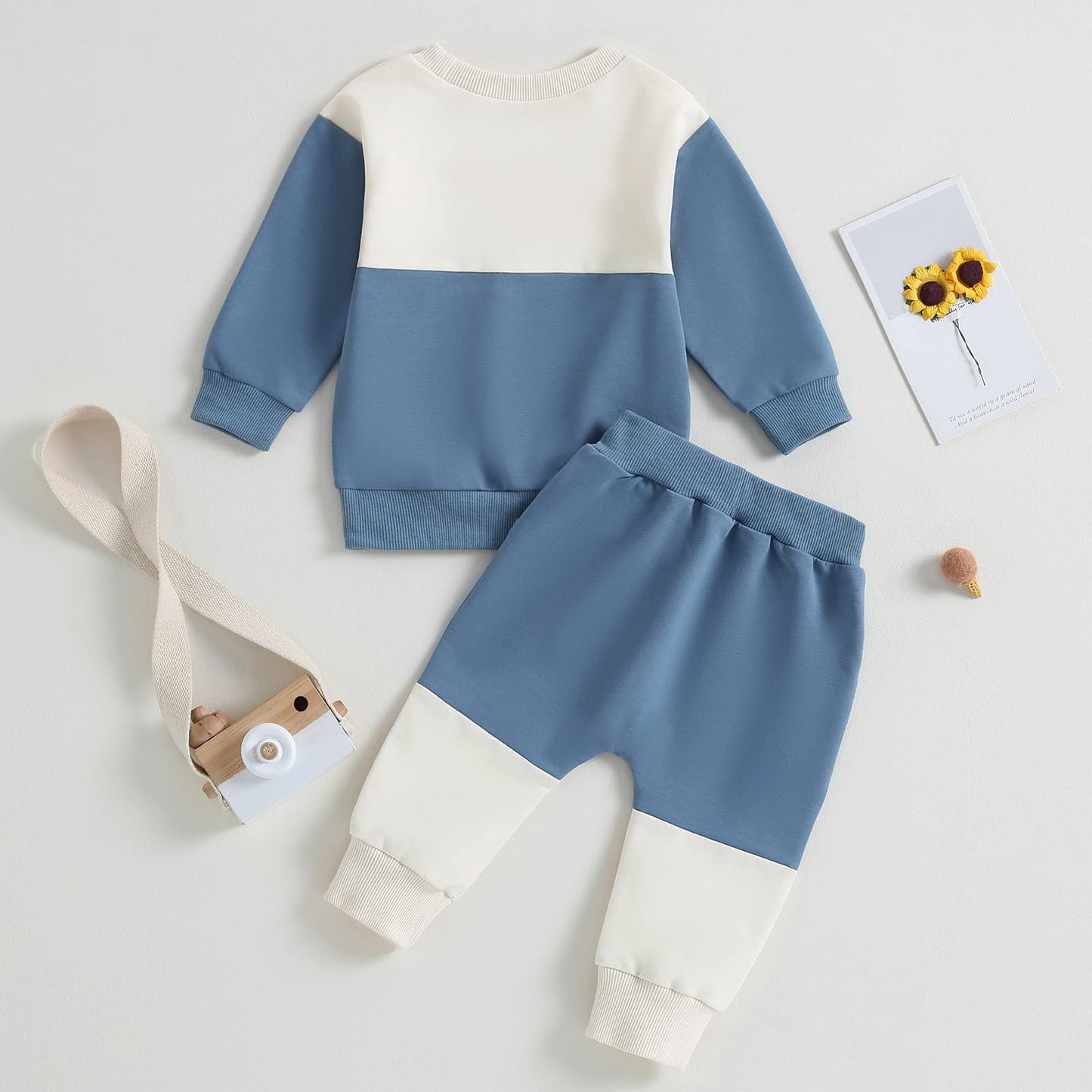 Kupretty Conjunto de sudadera de manga larga con bloques de color y pantalones deportivos para bebé niño