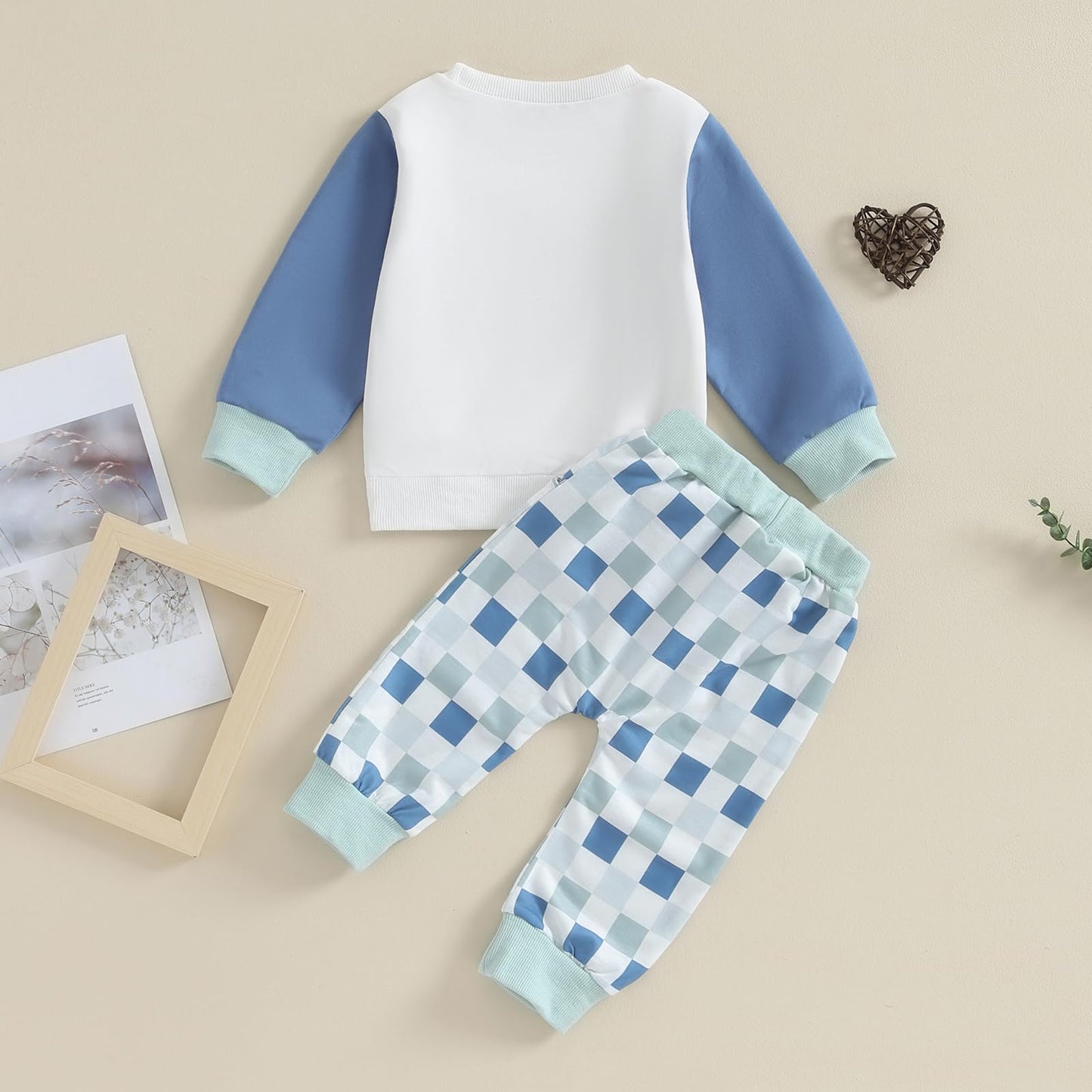 Kupretty Conjunto de sudadera de manga larga con bloques de color y pantalones deportivos para bebé niño