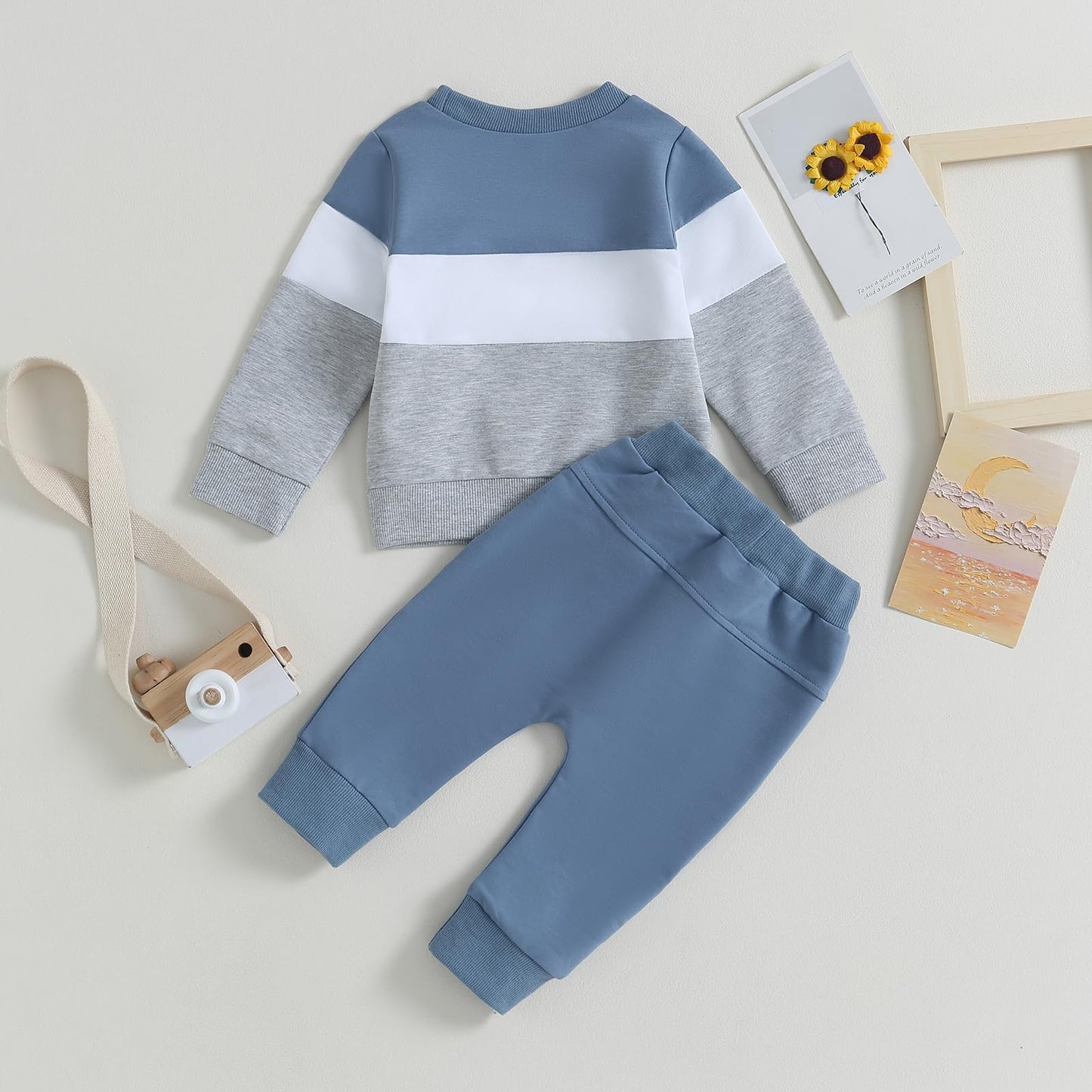 Kupretty Conjunto de sudadera de manga larga con bloques de color y pantalones deportivos para bebé niño