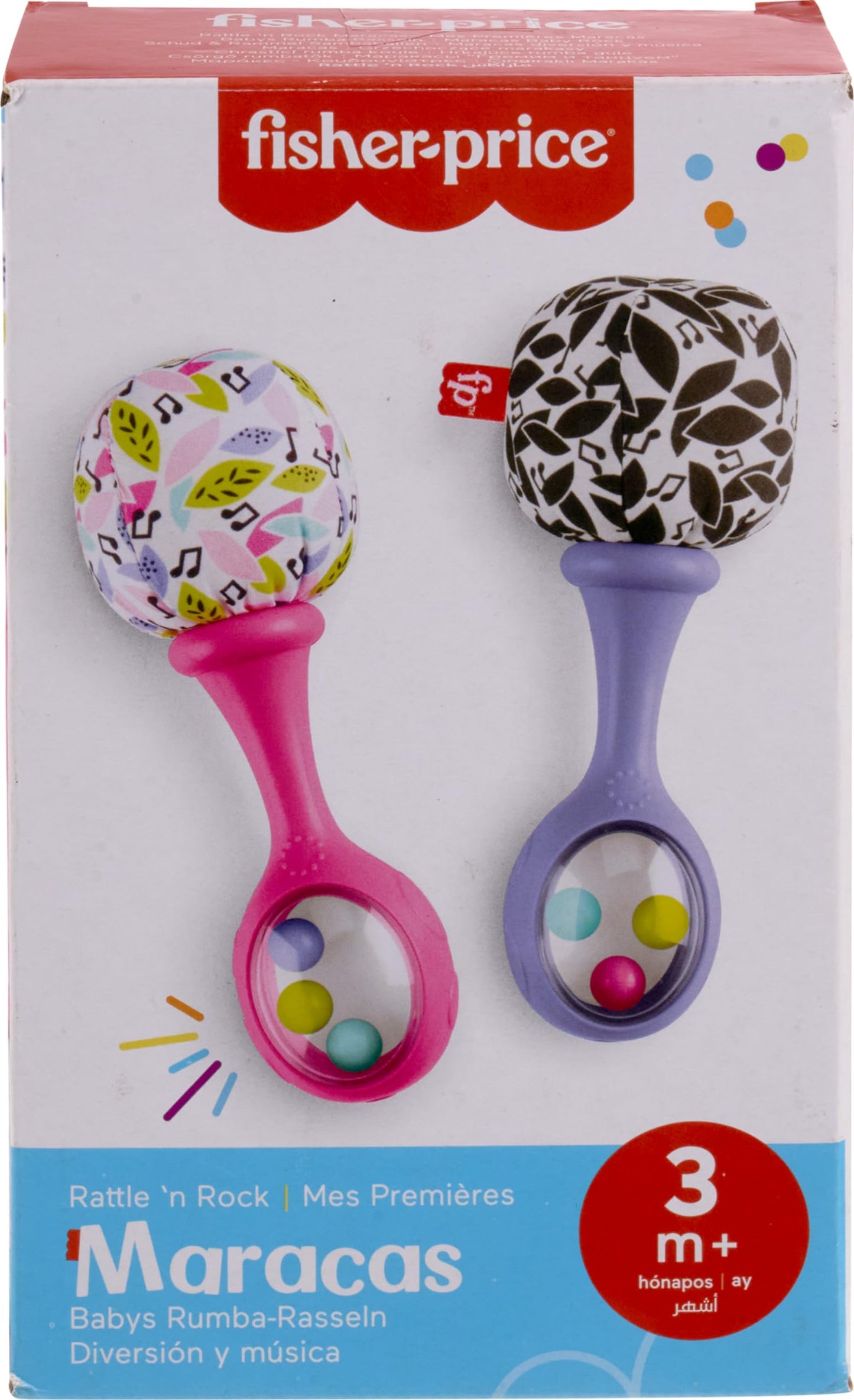Fisher-Price Baby Newborn Toys Rattle 'n Rock Maracas, juego de 2 instrumentos musicales suaves para bebés de más de 3 meses, color azul y naranja