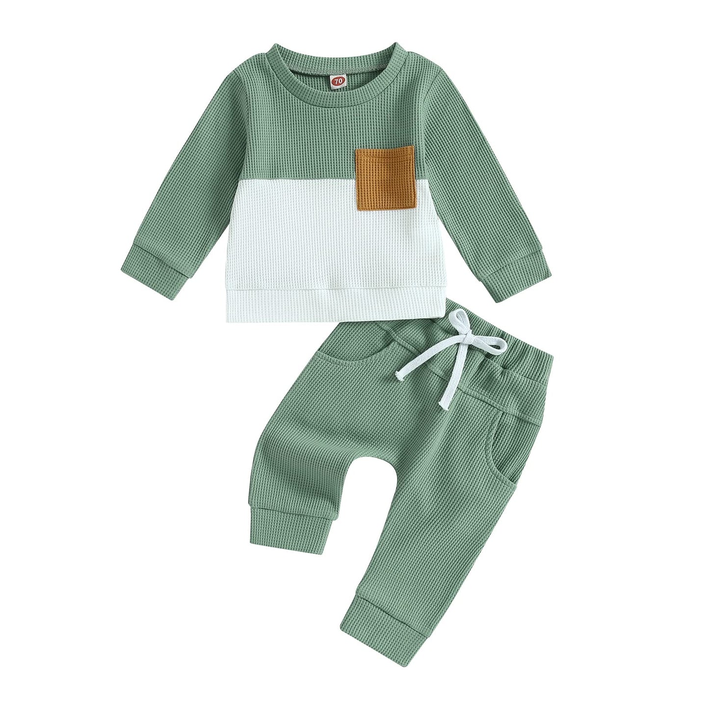Kupretty Conjunto de sudadera de manga larga con bloques de color y pantalones deportivos para bebé niño