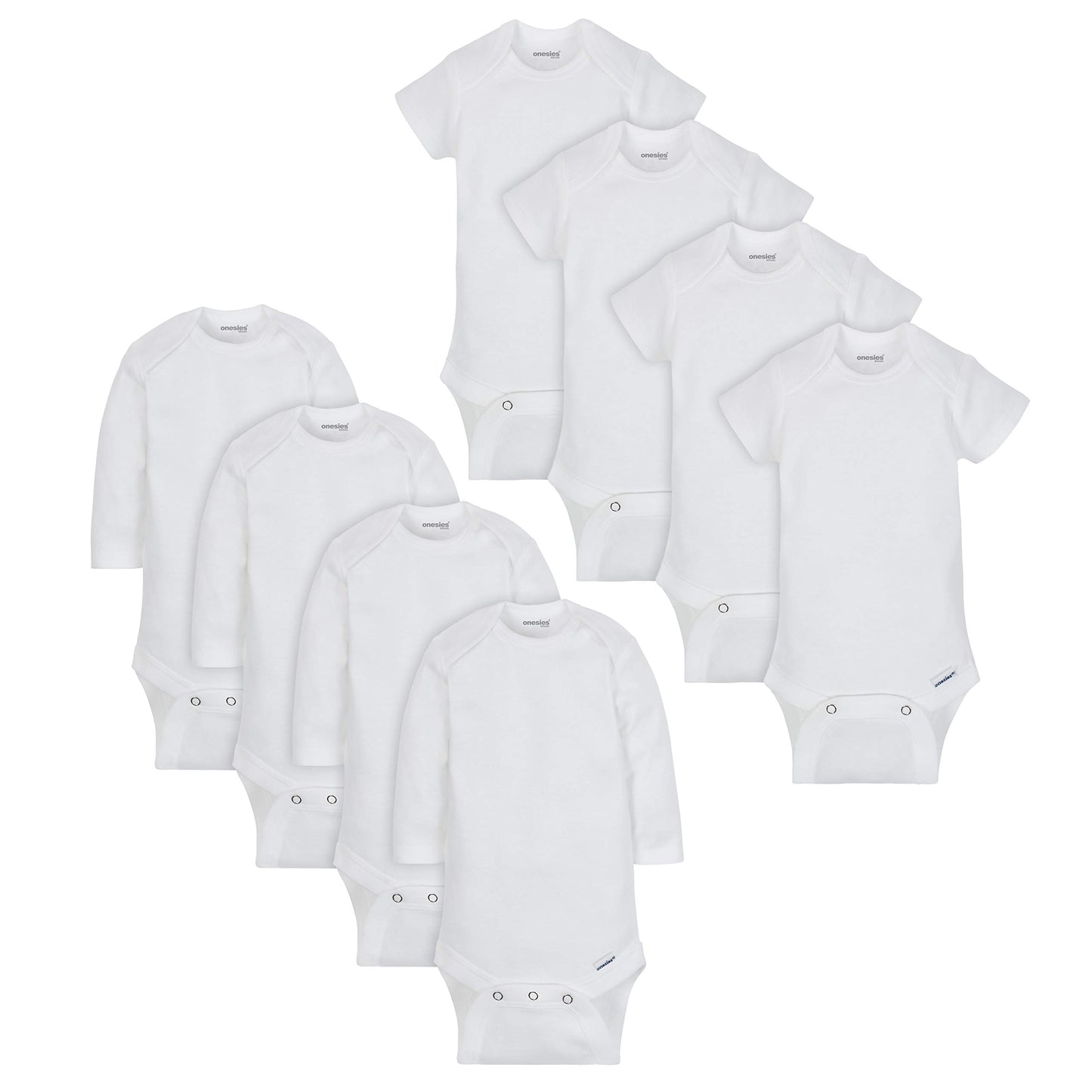 Onesies Brand Paquete de 8 mamelucos unisex de manga corta para bebé