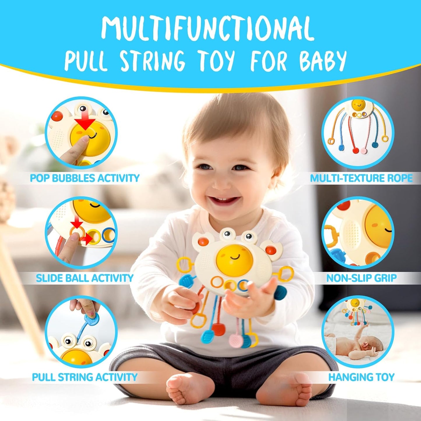 Juguetes Montessori para bebés de 0-3-6-12 meses, juguetes 6 en 1 para bebés de 4, 5, 6, 7, 8, 9 meses, juguetes apilables de bloques para bebés, juguetes de aprendizaje para desarrollo sensorial,