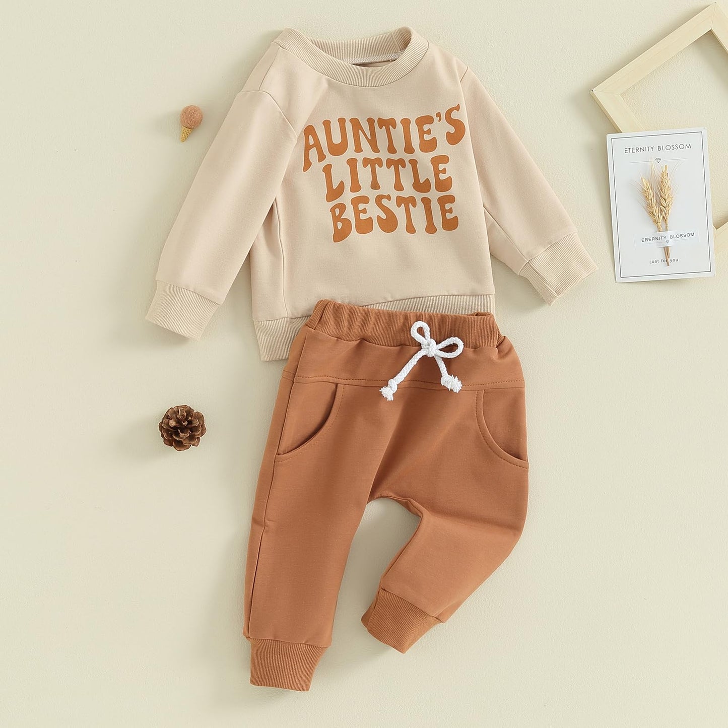 Kupretty Conjunto de sudadera de manga larga con bloques de color y pantalones deportivos para bebé niño