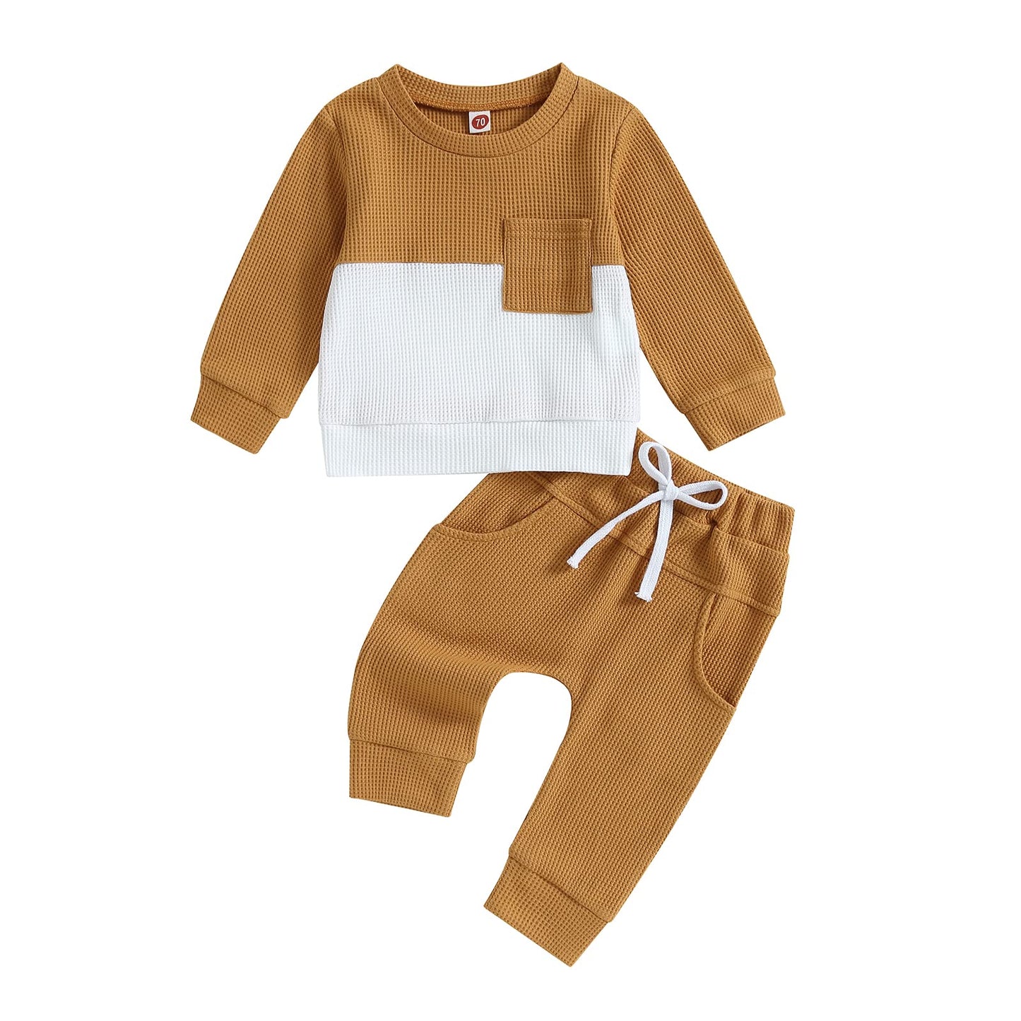 Kupretty Conjunto de sudadera de manga larga con bloques de color y pantalones deportivos para bebé niño