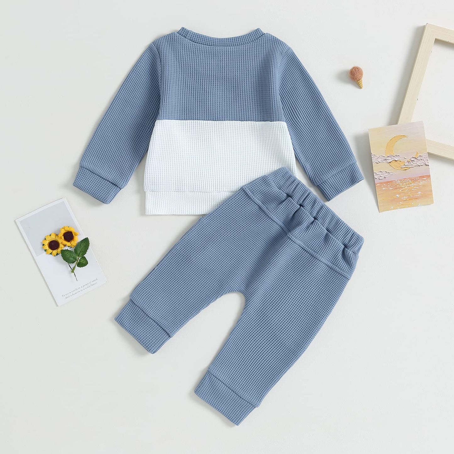 Kupretty Conjunto de sudadera de manga larga con bloques de color y pantalones deportivos para bebé niño