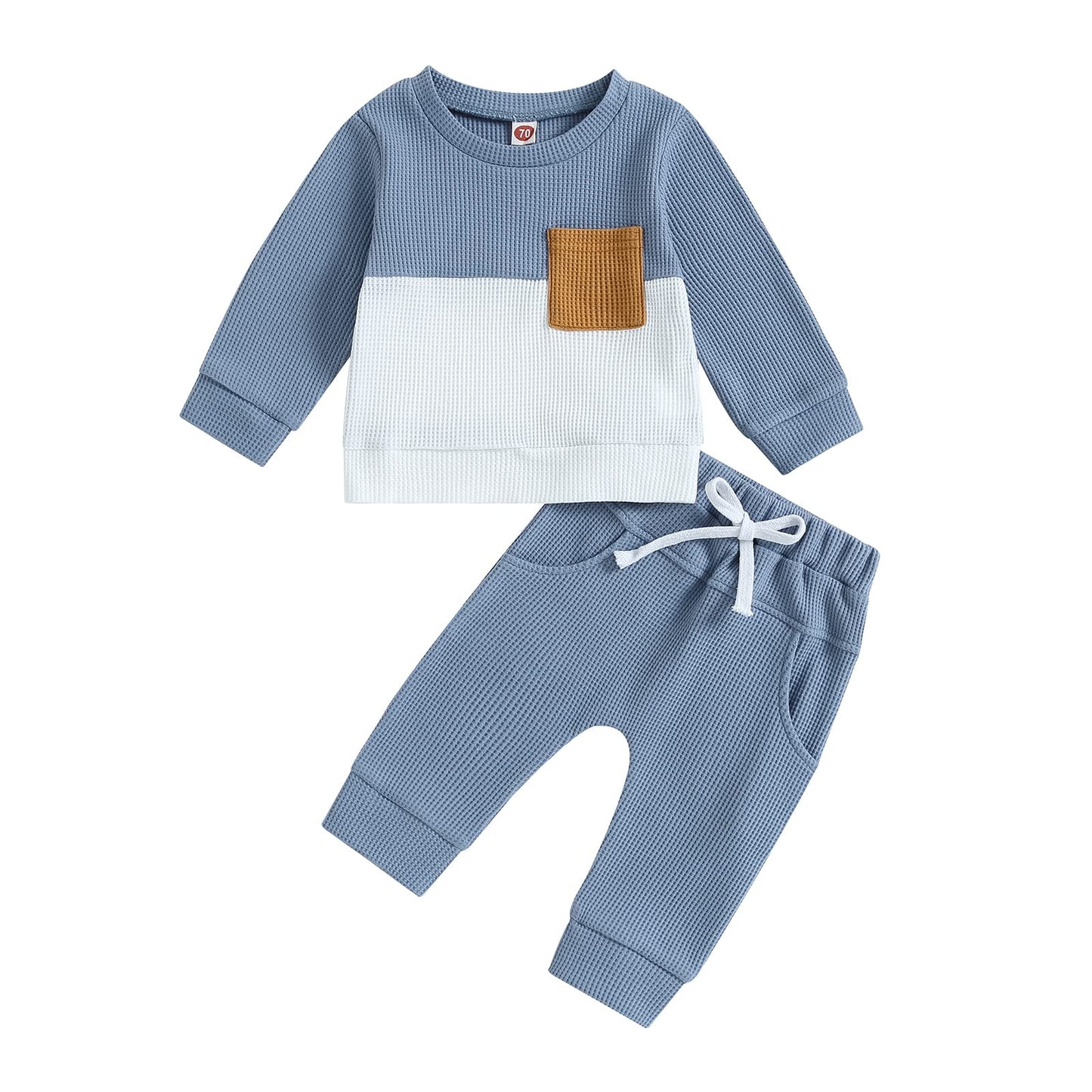 Kupretty Conjunto de sudadera de manga larga con bloques de color y pantalones deportivos para bebé niño