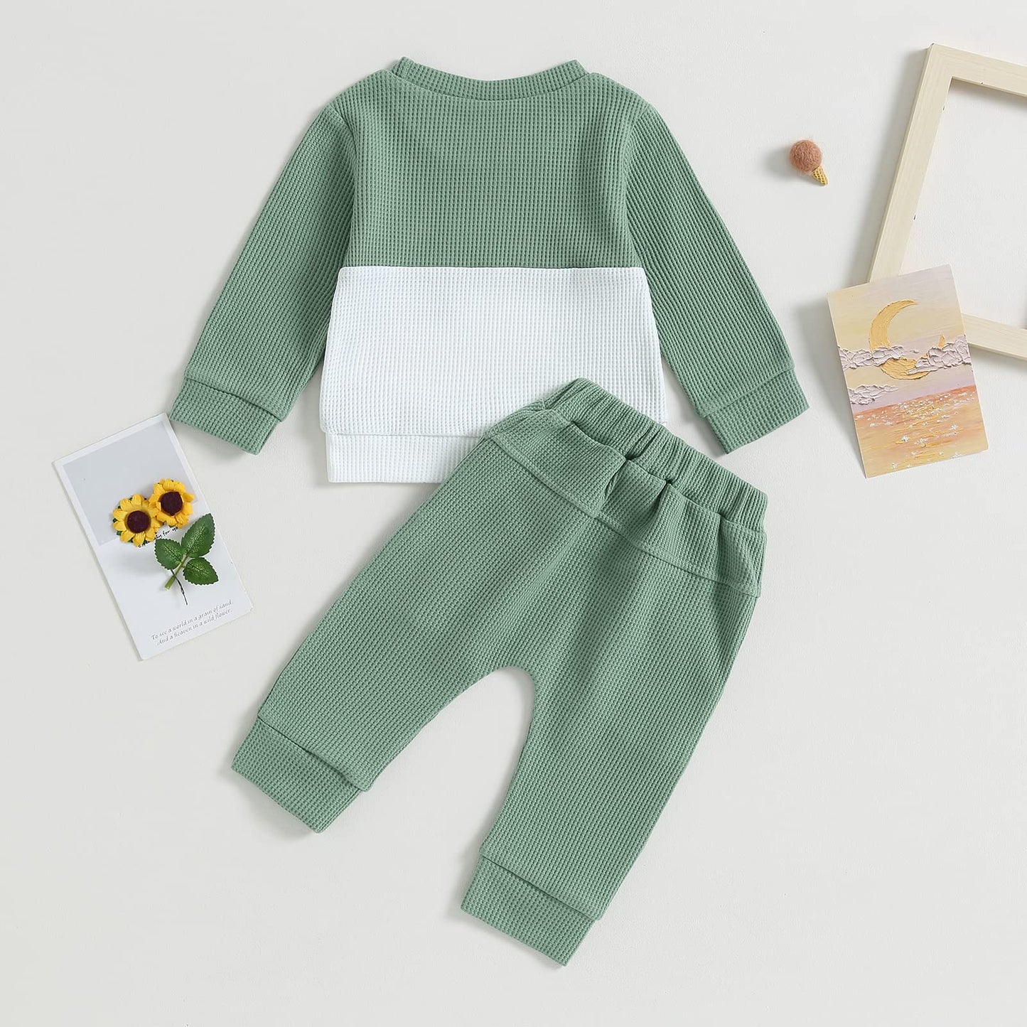 Kupretty Conjunto de sudadera de manga larga con bloques de color y pantalones deportivos para bebé niño