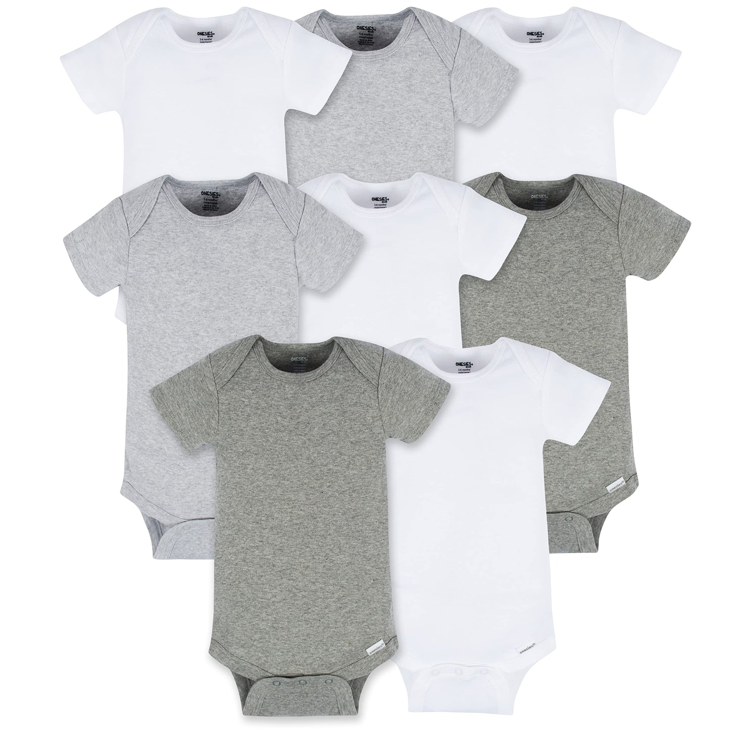 Onesies Brand Paquete de 8 mamelucos unisex de manga corta para bebé