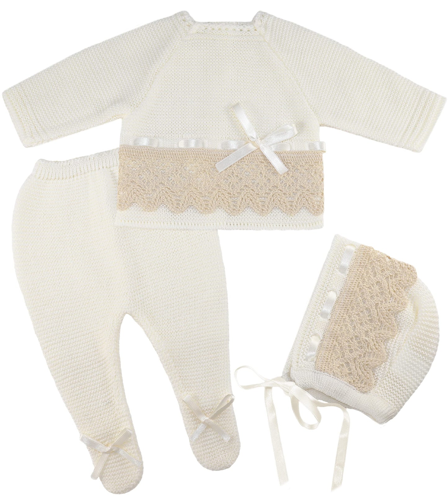 Conjunto de ropa de punto para bebé recién nacido, conjunto de punto para bebé que regresa a casa para niños y niñas
