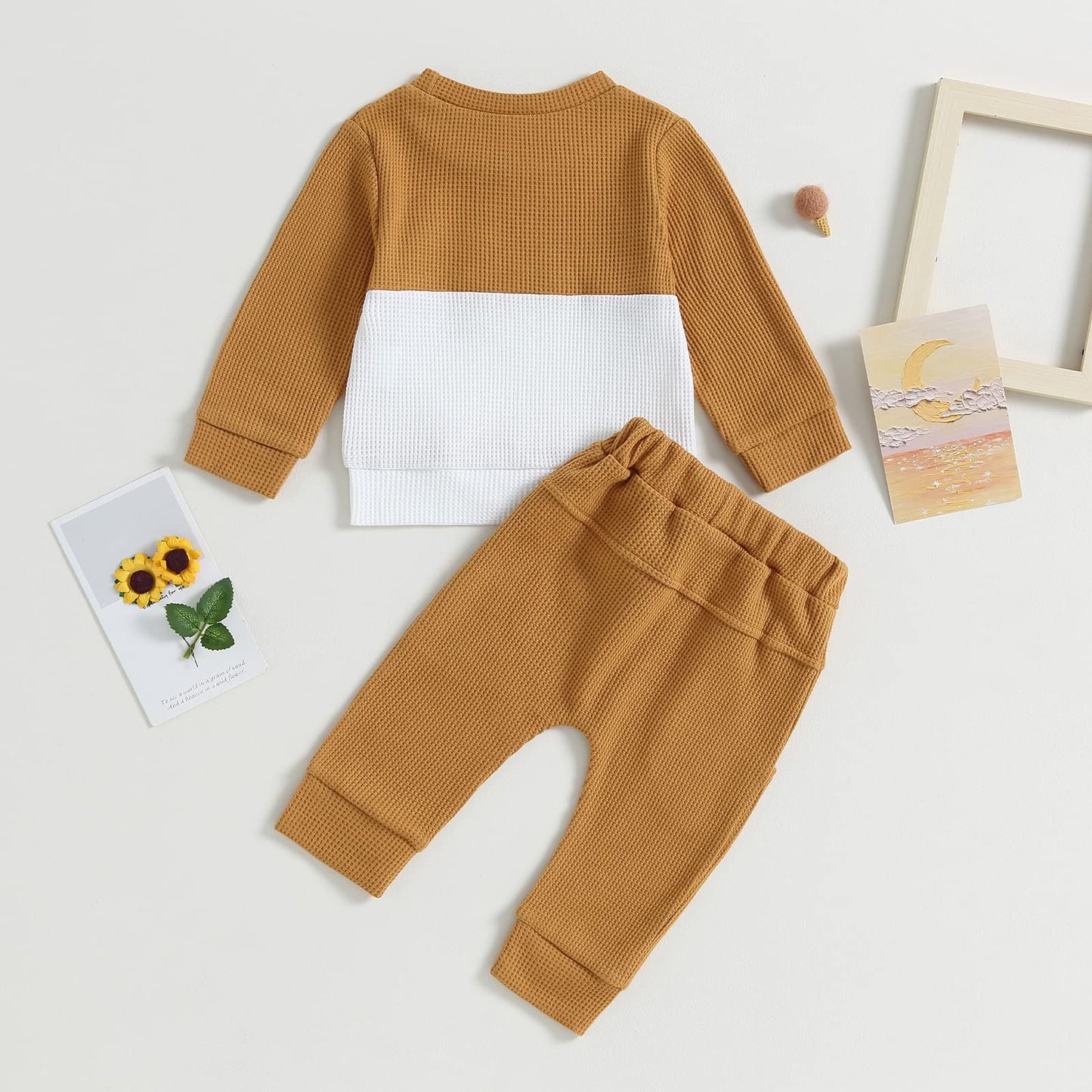 Kupretty Conjunto de sudadera de manga larga con bloques de color y pantalones deportivos para bebé niño