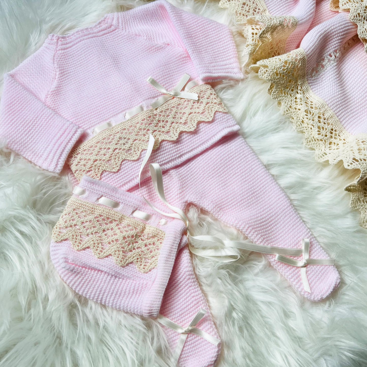 Conjunto de ropa de punto para bebé recién nacido, conjunto de punto para bebé que regresa a casa para niños y niñas