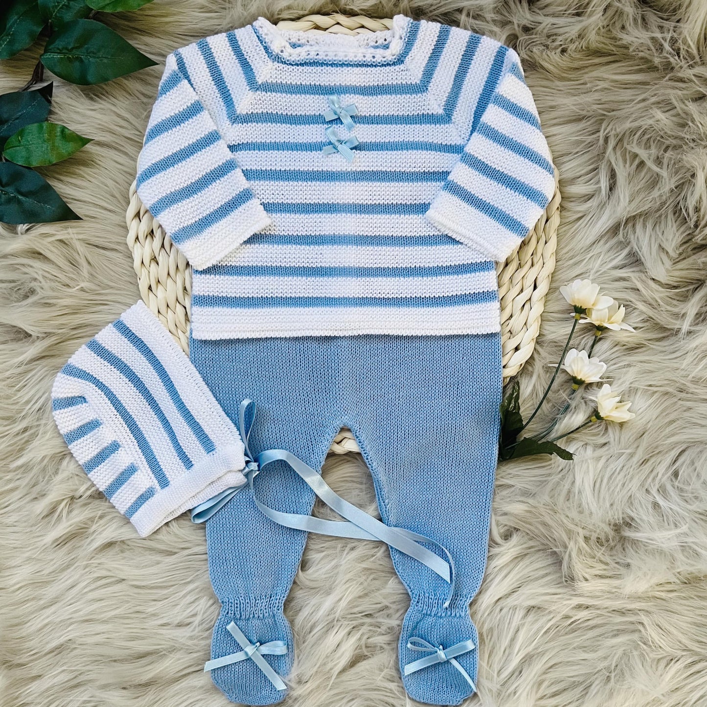 Conjunto de ropa de punto para bebé recién nacido, conjunto de punto para bebé que regresa a casa para niños y niñas