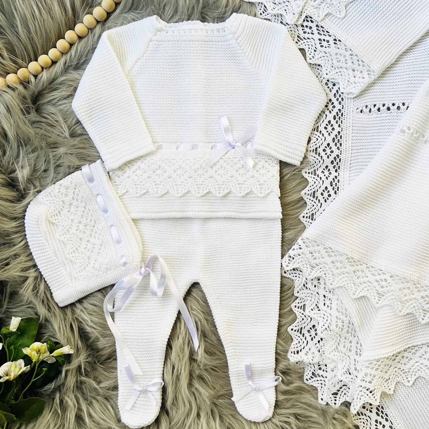 Conjunto de ropa de punto para bebé recién nacido, conjunto de punto para bebé que regresa a casa para niños y niñas