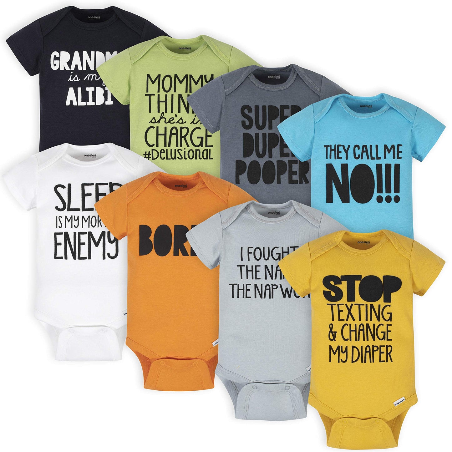 Onesies Brand Paquete de 8 mamelucos unisex de manga corta para bebé