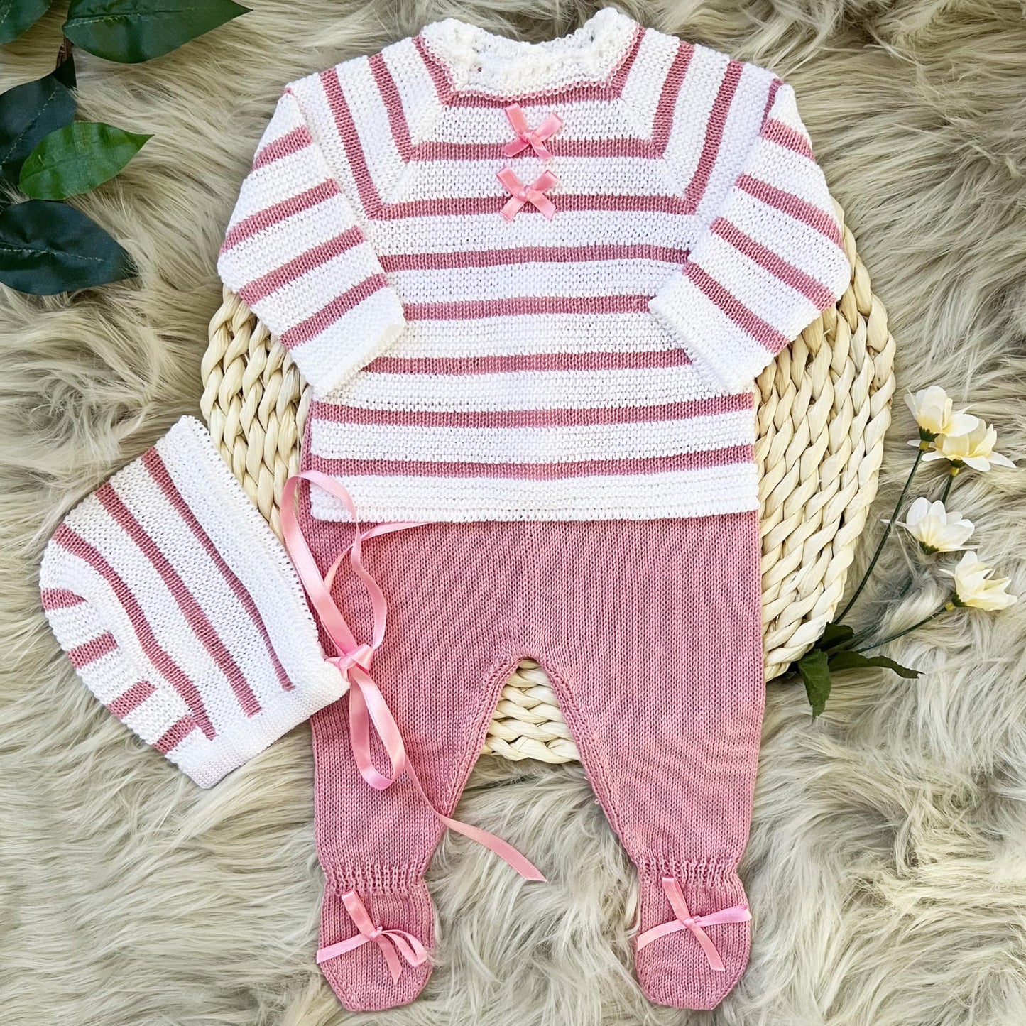 Conjunto de ropa de punto para bebé recién nacido, conjunto de punto para bebé que regresa a casa para niños y niñas