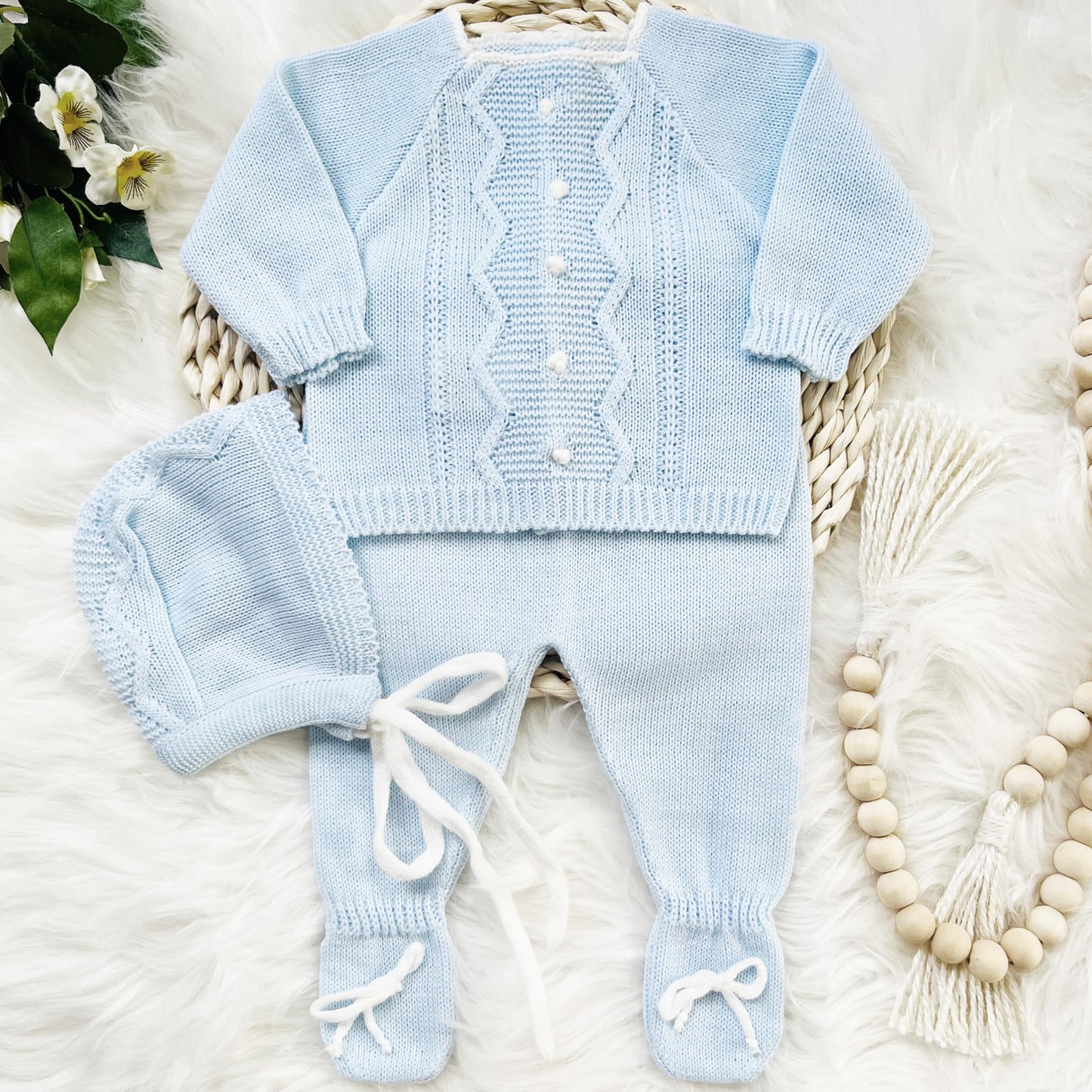 Conjunto de ropa de punto para bebé recién nacido, conjunto de punto para bebé que regresa a casa para niños y niñas