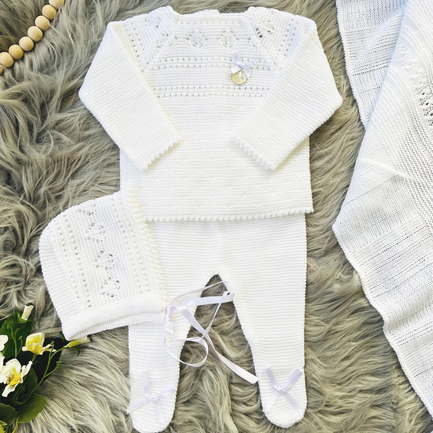 Conjunto de ropa de punto para bebé recién nacido, conjunto de punto para bebé que regresa a casa para niños y niñas
