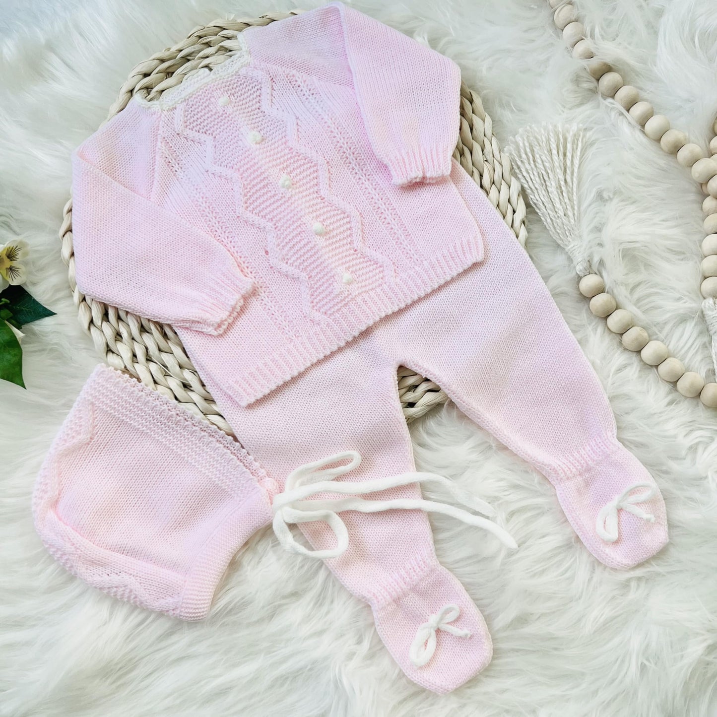 Conjunto de ropa de punto para bebé recién nacido, conjunto de punto para bebé que regresa a casa para niños y niñas