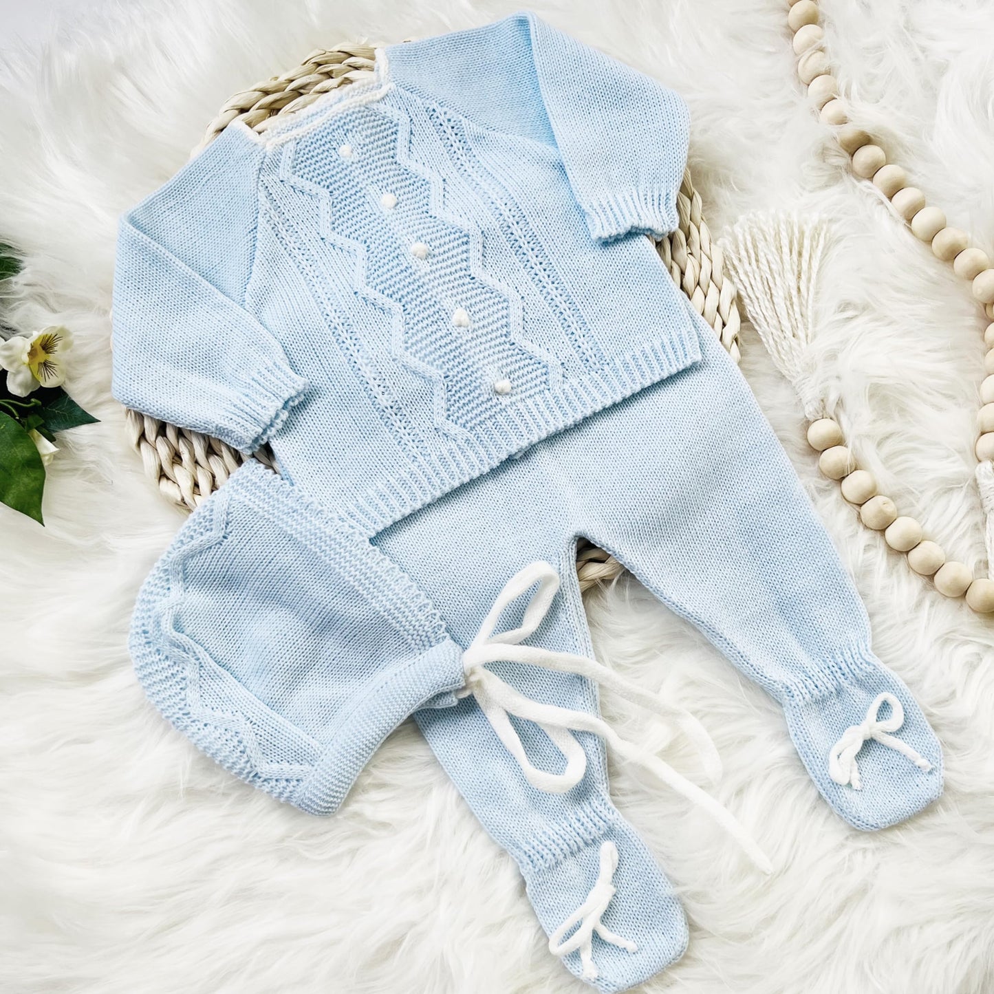 Conjunto de ropa de punto para bebé recién nacido, conjunto de punto para bebé que regresa a casa para niños y niñas
