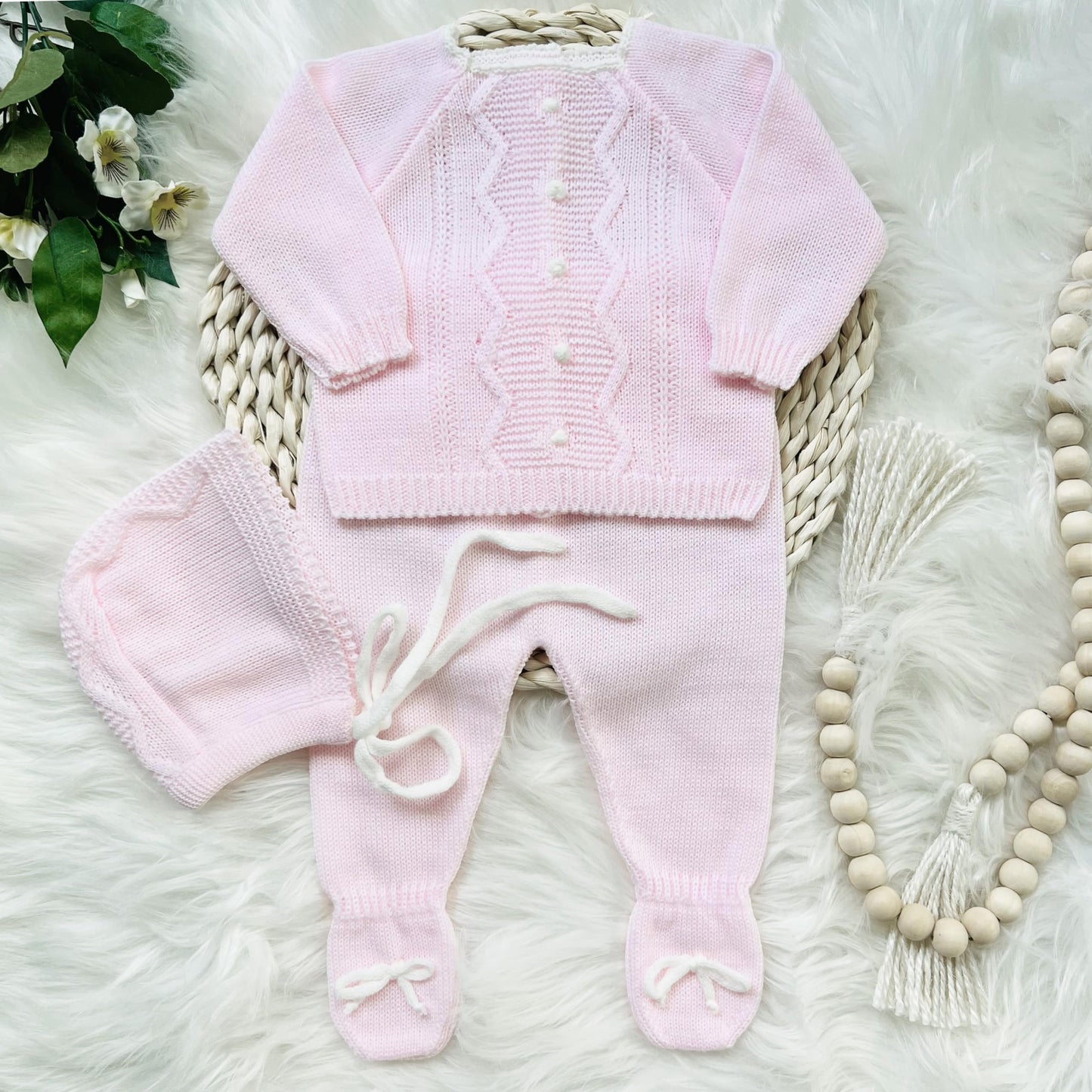 Conjunto de ropa de punto para bebé recién nacido, conjunto de punto para bebé que regresa a casa para niños y niñas
