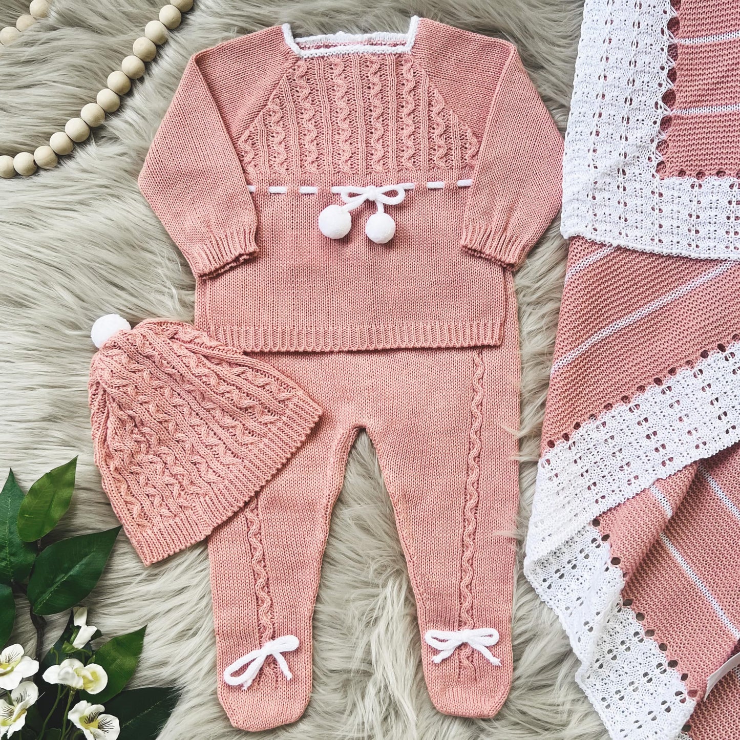 Conjunto de ropa de punto para bebé recién nacido, conjunto de punto para bebé que regresa a casa para niños y niñas