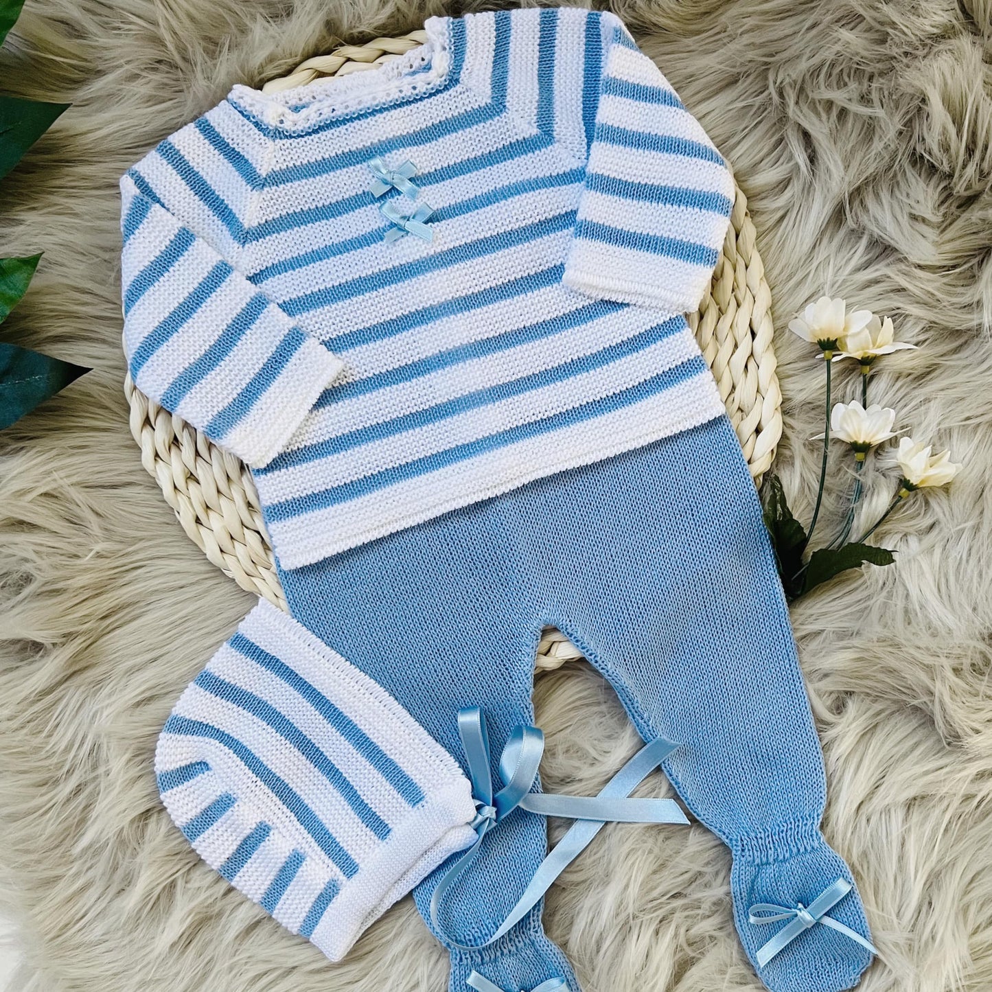 Conjunto de ropa de punto para bebé recién nacido, conjunto de punto para bebé que regresa a casa para niños y niñas